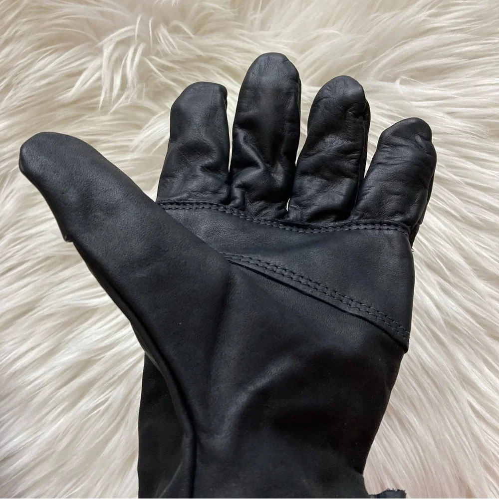 NWOT Unisex Black Genuine Leather Winter Gloves size 5